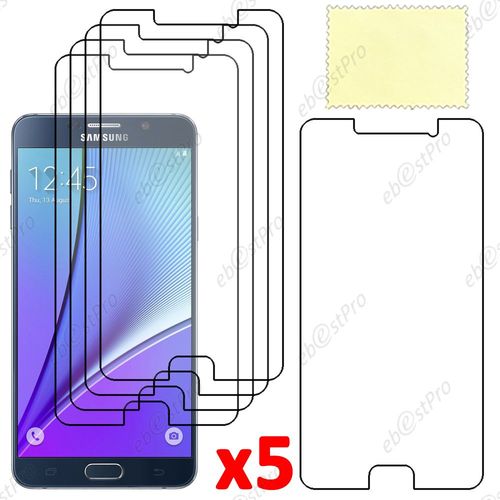 Ebeststar ® Lot X5 Film Protection D'écran Anti Rayures Protecteur Transparent Pour Samsung Galaxy Note5 Sm-N920f Note 5 + Lingette De Nettoyage / Accessoires Pour La Pose