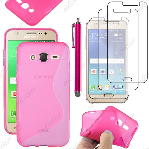 Ebeststar ® Housse Etui Coque Silicone Gel Motif S-Line Protection Souple Pour Samsung Galaxy J5 Sm-J500f, Couleur Rose + Stylet 3 Film