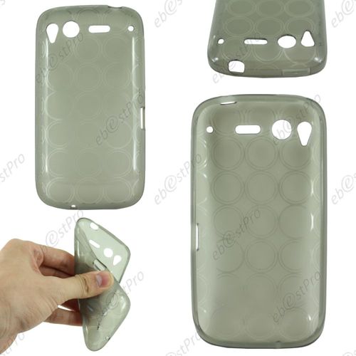 Ebeststar ® Housse Etui Coque Souple Silicone Gel Motif Cercle Pour Htc Desire S, G12, Couleur Gris + 1 Film Protection D'écran + Lingette