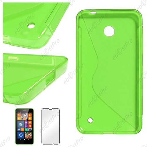 Ebeststar ® Etui Housse Coque S-Line Silicone Protection En Gel Pour Nokia Lumia 630, Couleur Vert + 1 Film Protection D'écran + Lingette