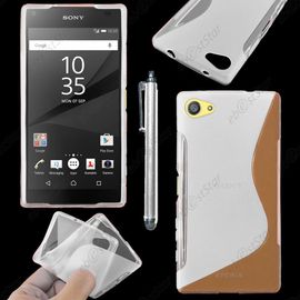 Ebeststar ® Housse Etui Coque Silicone Gel Motif S-Line Protection Souple Pour Sony Xperia Z5 Compact, Couleur Transparent + Stylet + 1 Film Protection D'écran + Lingette
