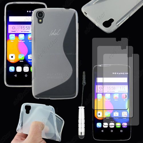 Ebeststar ® Housse Etui Coque Silicone Gel Motif S-Line Protection Souple Pour Alcatel Onetouch Idol 3 Écran 5.5 Pouces, Couleur Transparent + Mini Stylet 3 Film