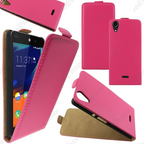 Ebeststar ® Housse Coque Etui En Pu Cuir À Rabat Ultra Fine (Slim Case) Pour Wiko Rainbow Lite 4g, Couleur Rose + 1 Film Protection D'écran + Lingette