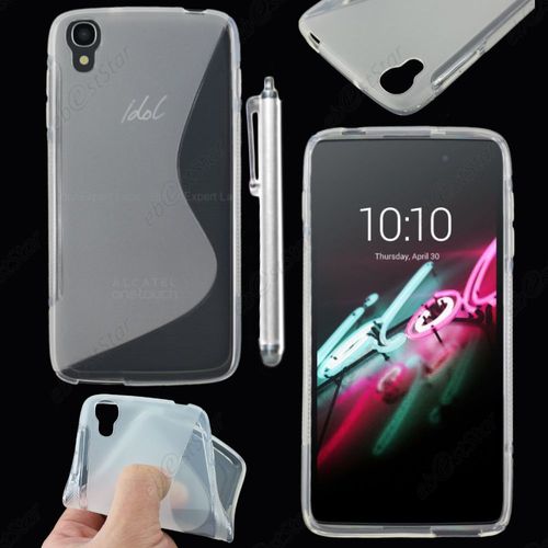 Ebeststar ® Housse Etui Coque Silicone Gel Motif S-Line Protection Souple Pour Alcatel Onetouch Idol 3 Écran 4.7 Pouces, Couleur Transparent + Stylet + 1 Film Protection D'écran + Lingette