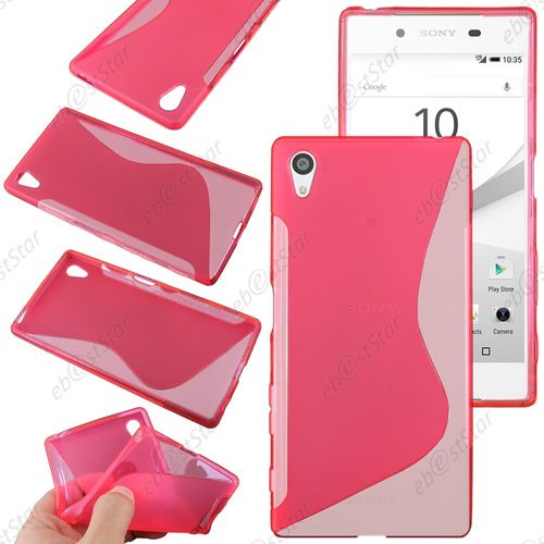 Ebeststar ® Pour Sony Xperia Z5, Z5 Dual Coque S-Line Silicone Gel Motif Vague Housse Etui Protection Souple, Couleur Rose + 1 Film Protection D'écran + Lingette