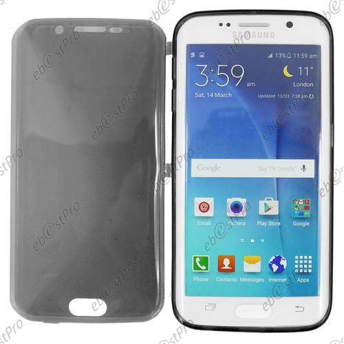 Ebeststar ® Pour Samsung Galaxy S6 Edge Sm-G925f G925 Coque Portefeuille À Rabat Housse Etui Livre Silicone Gel, Couleur Noir + 1 Film Protection D'écran + Lingette