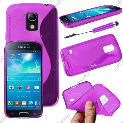 Ebeststar ® Housse Etui Coque Silicone Gel Motif S-Line Protection Souple Pour Samsung Galaxy S5 Mini Sm-G800 G800f G800h, Couleur Violet + Mini Stylet + 1 Film Protection D'écran + Lingette