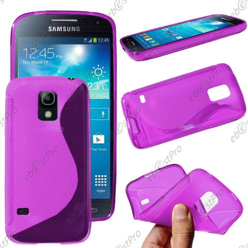 Ebeststar ® Pour Samsung Galaxy S5 Mini Sm-G800 G800f G800h Coque S-Line Silicone Gel Motif Vague Housse Etui Protection Souple, Couleur Violet + 1 Film Protection D'écran + Lingette