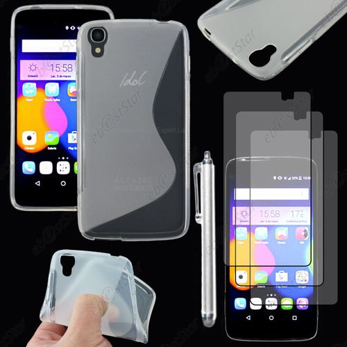 Ebeststar ® Housse Etui Coque Silicone Gel Motif S-Line Protection Souple Pour Alcatel Onetouch Idol 3 Écran 5.5 Pouces, Couleur Transparent + Stylet 3 Film
