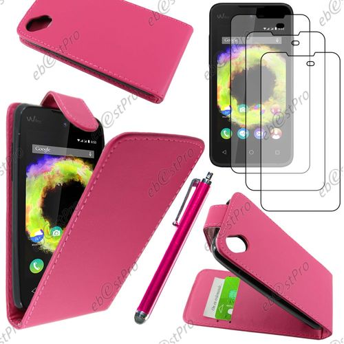 Ebeststar ® Housse Coque Etui Simili Cuir À Rabat Vertical Pour Wiko Sunset 2, Couleur Rose + Stylet 3 Film