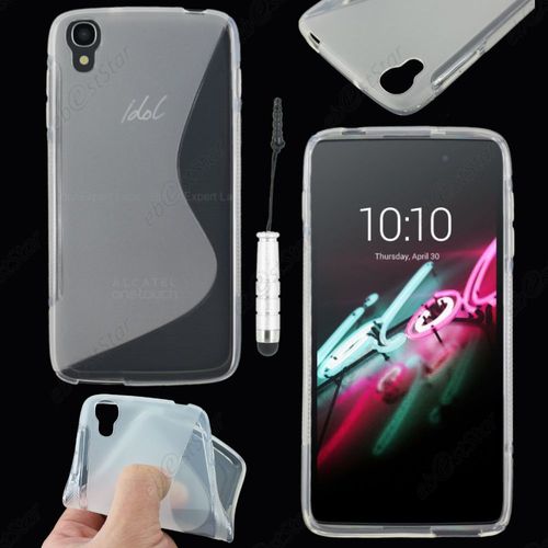 Ebeststar ® Housse Etui Coque Silicone Gel Motif S-Line Protection Souple Pour Alcatel Onetouch Idol 3 Écran 4.7 Pouces, Couleur Transparent + Mini Stylet + 1 Film Protection D'écran + Lingette