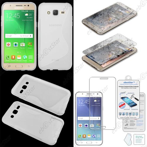 Ebeststar ® Housse Etui Coque Silicone Gel Motif S-Line Protection Souple Pour Samsung Galaxy J5 Sm-J500f, Couleur Transparent + Film Verre Trempé