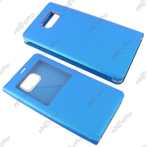 Ebeststar ® Housse Pochette Protection Coque Etui Type S-View Pour Samsung Galaxy Note5 Sm-N920f Note 5, Couleur Bleu + 1 Film Protection D'écran + Lingette