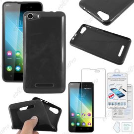 Ebeststar ® Pour Wiko Lenny 2 Coque Silicone Gel Sans Motif Housse Etui Souple, Couleur Noir + Film Verre Trempé