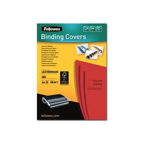 Pack 25 couvertures Delta format A4 rouge 250 g/m2 Fellowes 5373701