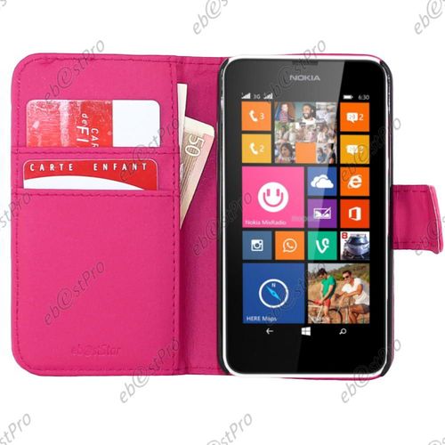 Ebeststar ® Pour Nokia Lumia 630 Etui Portefeuille Housse Coque Protection Folio Book Livre, Couleur Rose + 1 Film Protection D'écran + Lingette