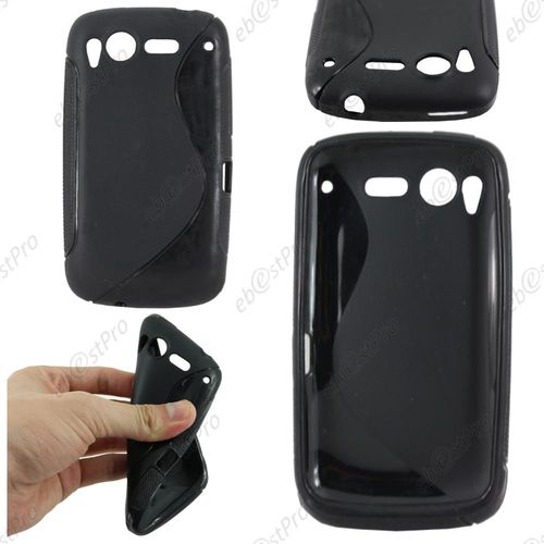 Ebeststar ® Housse Etui Coque Silicone Gel Motif S-Line Protection Souple Pour Htc Desire S, G12, Couleur Noir + 1 Film Protection D'écran + Lingette