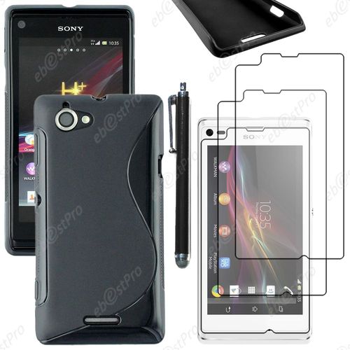 Ebeststar ® Housse Etui Coque Silicone Gel Motif S-Line Protection Souple Pour Sony Xperia L, Sony C2105, Couleur Noir + Stylet 3 Film
