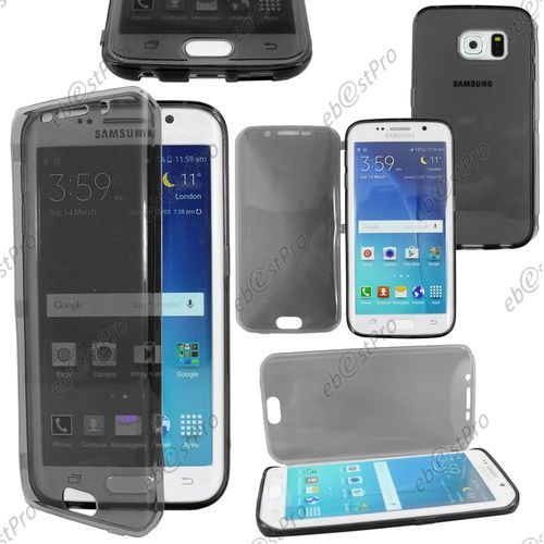 Ebeststar ® Housse Etui Coque Portefeuille Livre Silicone Gel Pour Samsung Galaxy S6 Edge Sm-G925f G925, Couleur Noir + 1 Film Protection D'écran + Lingette