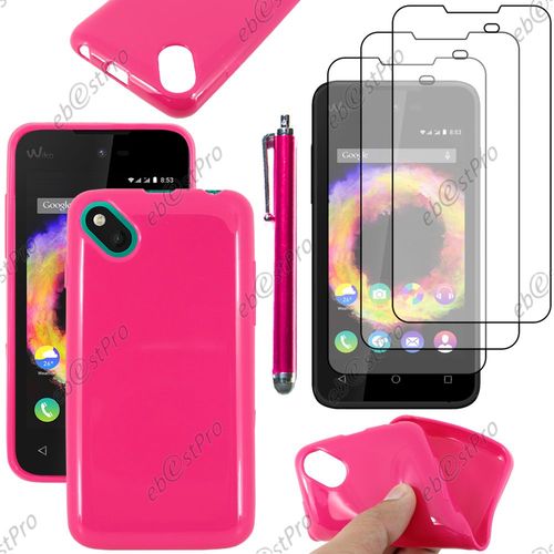 Ebeststar ® Housse Etui Coque Souple Silicone Gel Sans Motif Pour Wiko Sunset 2, Couleur Rose + Stylet 3 Film
