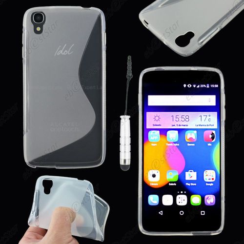 Ebeststar ® Housse Etui Coque Silicone Gel Motif S-Line Protection Souple Pour Alcatel Onetouch Idol 3 Écran 5.5 Pouces, Couleur Transparent + Mini Stylet + 1 Film Protection D'écran + Lingette