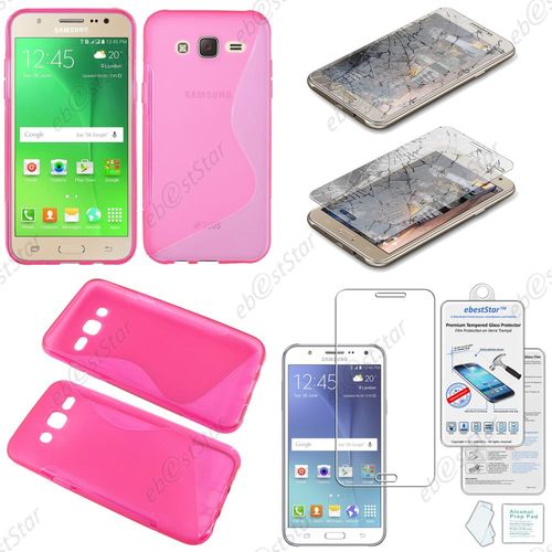 Ebeststar® Film Verre Trempé + Etui Housse Coque S-Line Silicone Protection En Gel Pour Samsung Galaxy J5 Sm-J500f, Couleur Rose