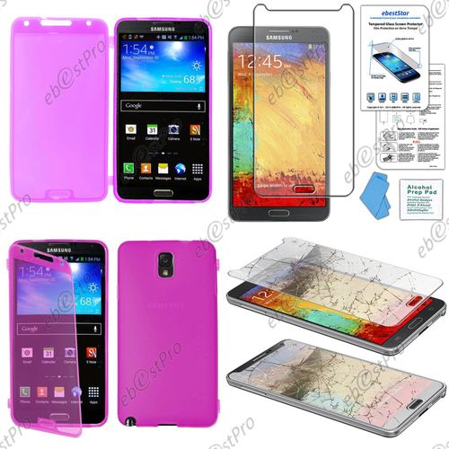 Ebeststar ® Housse Etui Coque Portefeuille Livre Silicone Gel Pour Samsung Galaxy Note 3 Gt-N9000, N9002, N9005, Couleur Rose + Film Verre Trempé