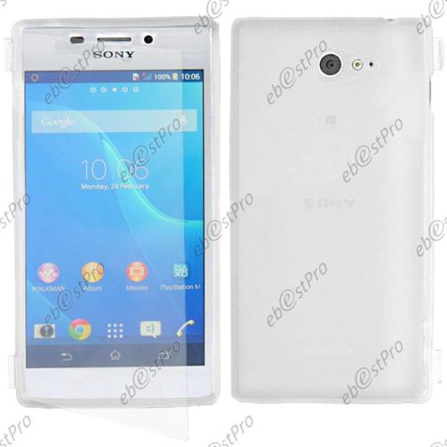 Ebeststar ® Housse Etui Coque Portefeuille Livre Silicone Gel Pour Sony Xperia M2 D2302 D2303, Couleur Transparent + 1 Film Protection D'écran + Lingette