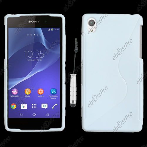 Ebeststar ® Housse Etui Coque Silicone Gel Motif S-Line Protection Souple Pour Sony Xperia Z2 D6502, D6503, D6543, Couleur Blanc + Mini Stylet + 1 Film Protection D'écran + Lingette