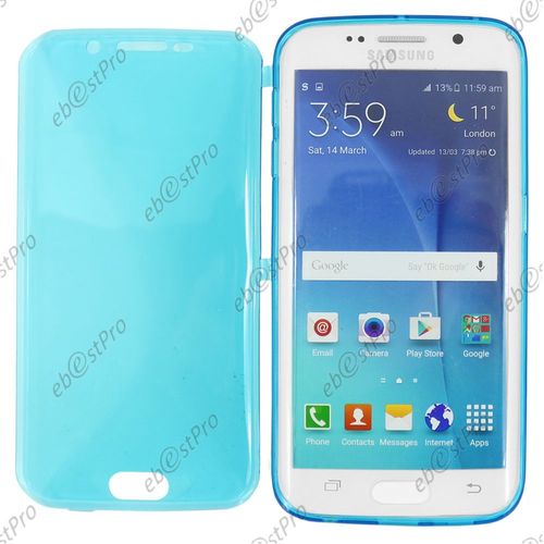 Ebeststar ® Pour Samsung Galaxy S6 Edge Sm-G925f G925 Coque Portefeuille À Rabat Housse Etui Livre Silicone Gel, Couleur Bleu + 1 Film Protection D'écran + Lingette