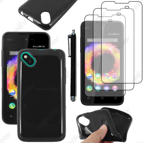 Ebeststar ® Housse Etui Coque Souple Silicone Gel Sans Motif Pour Wiko Sunset 2, Couleur Noir + Stylet 3 Film