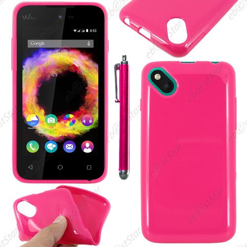 Ebeststar ® Housse Etui Coque Souple Silicone Gel Sans Motif Pour Wiko Sunset 2, Couleur Rose + Stylet + 1 Film Protection D'écran + Lingette