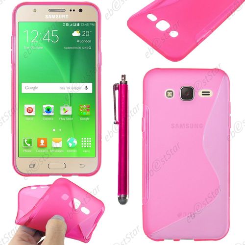 Ebeststar ® Housse Etui Coque Silicone Gel Motif S-Line Protection Souple Pour Samsung Galaxy J5 Sm-J500f, Couleur Rose + Stylet + 1 Film Protection D'écran + Lingette