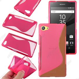Ebeststar ® Pour Sony Xperia Z5 Compact Coque S-Line Silicone Gel Motif Vague Housse Etui Protection Souple, Couleur Rose + 1 Film Protection D'écran + Lingette