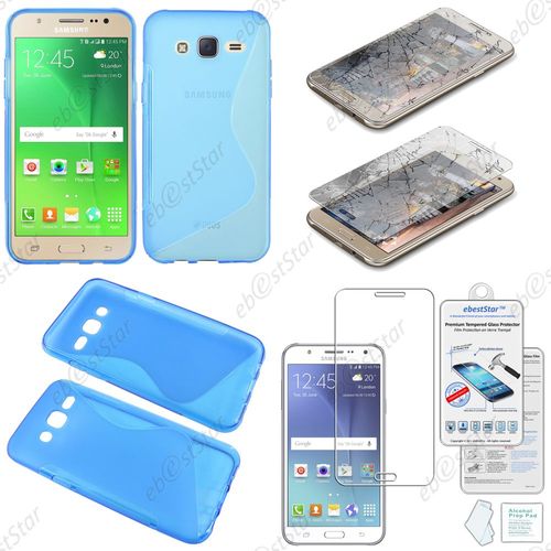 Ebeststar® Film Verre Trempé + Etui Housse Coque S-Line Silicone Protection En Gel Pour Samsung Galaxy J5 Sm-J500f, Couleur Bleu