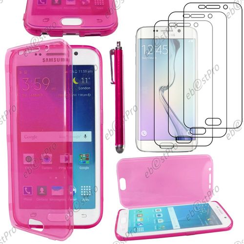 Ebeststar ® Housse Etui Coque Portefeuille Livre Silicone Gel Pour Samsung Galaxy S6 Edge Sm-G925f G925, Couleur Rose + Stylet 3 Film