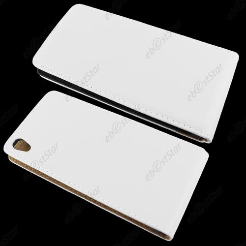 Ebeststar ® Etui Pu Cuir Rabattable Housse Coque Ultra Slim Pour Sony Xperia Z5, Z5 Dual, Couleur Blanc + 1 Film Protection D'écran + Lingette