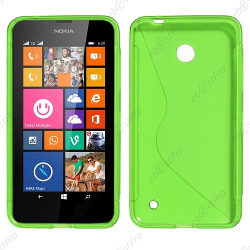 Ebeststar ® Housse Etui Coque Silicone Gel Motif S-Line Protection Souple Pour Nokia Lumia 630, Couleur Vert + 1 Film Protection D'écran + Lingette