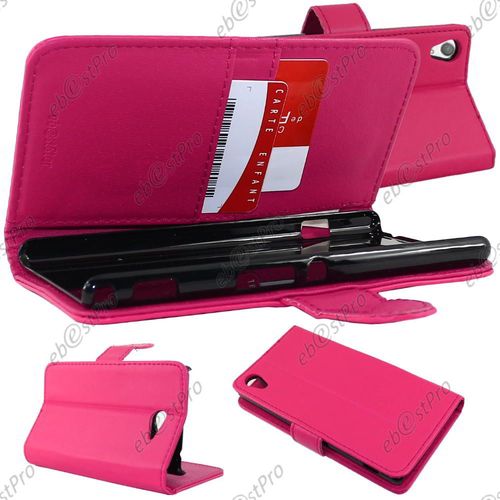 Ebeststar ® Housse Portefeuille Coque Etui Protection Folio Pour Sony Xperia Z2 D6502, D6503, D6543, Couleur Rose + 1 Film Protection D'écran + Lingette