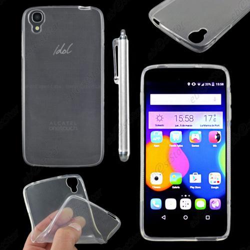 Ebeststar ® Housse Etui Coque Silicone Gel Tpu Souple Ultra Fine 0,5mm Pour Alcatel Onetouch Idol 3 Écran 5.5 Pouces, Couleur Transparent + Stylet + 1 Film Protection D'écran + Lingette