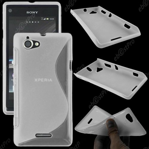 Ebeststar ® Pour Sony Xperia L, Sony C2105 Coque S-Line Silicone Gel Motif Vague Housse Etui Protection Souple, Couleur Transparent + 1 Film Protection D'écran + Lingette