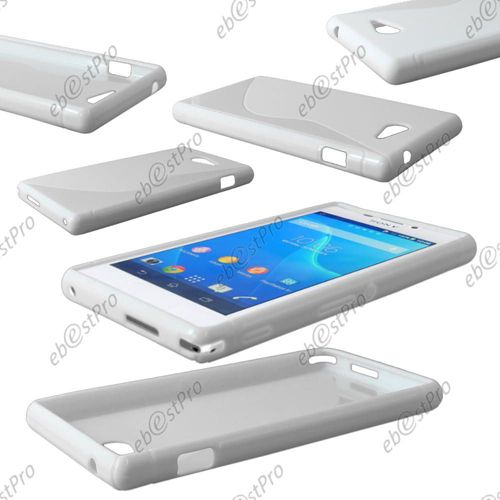 Ebeststar ® Etui Housse Coque S-Line Silicone Protection En Gel Pour Sony Xperia M2 D2302 D2303, Couleur Blanc + 1 Film Protection D'écran + Lingette