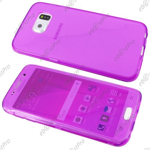 Ebeststar ®  Etui Portefeuille Rabattable Livre Housse Coque Silicone Gel Pour Samsung Galaxy S6 Edge Sm-G925f G925, Couleur Violet + 1 Film Protection D'écran + Lingette