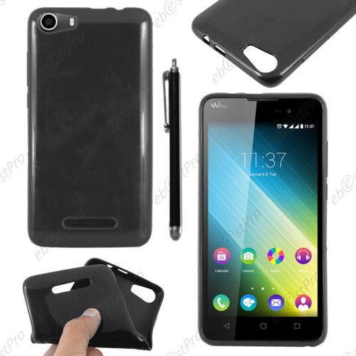 Ebeststar ® Housse Etui Coque Souple Silicone Gel Sans Motif Pour Wiko Lenny 2, Couleur Noir + Stylet + 1 Film Protection D'écran + Lingette