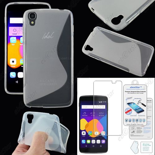 Ebeststar® Film Verre Trempé + Etui Housse Coque S-Line Silicone Protection En Gel Pour Alcatel Onetouch Idol 3 Écran 5.5 Pouces, Couleur Transparent