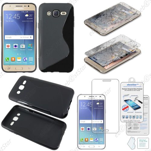 Ebeststar ® Housse Etui Coque Silicone Gel Motif S-Line Protection Souple Pour Samsung Galaxy J5 Sm-J500f, Couleur Noir + Film Verre Trempé