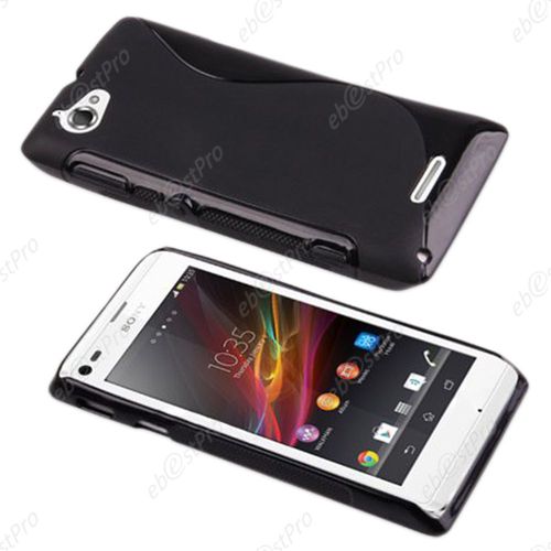 Ebeststar ® Etui Housse Coque S-Line Silicone Protection En Gel Pour Sony Xperia L, Sony C2105, Couleur Noir + 1 Film Protection D'écran + Lingette