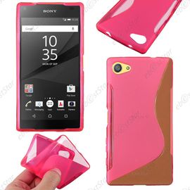 Ebeststar ® Housse Etui Coque Silicone Gel Motif S-Line Protection Souple Pour Sony Xperia Z5 Compact, Couleur Rose + 1 Film Protection D'écran + Lingette