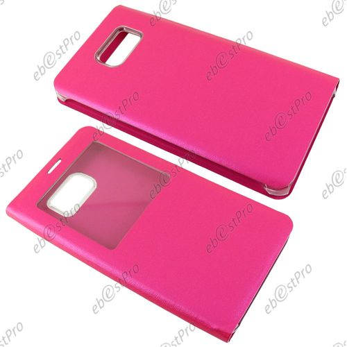Ebeststar ® Housse Pochette Protection Coque Etui Type S-View Pour Samsung Galaxy Note5 Sm-N920f Note 5, Couleur Rose + 1 Film Protection D'écran + Lingette