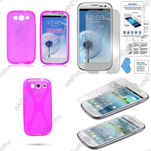 Ebeststar ® Pour Samsung Galaxy S3 I9300 I9305 Coque Silicone Gel Housse Etui Protection Souple, Couleur Violet + Film Verre Trempé